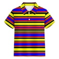 thumbnail image 5 of LRen Boys Polo Shirts Size 10-12 Button Down Shirt Striped Short Sleeve Pocket Shirts Boys Fashion Preppy Back To School Tees Shirts,Dark Purple,11-12 Years, 5 of 5