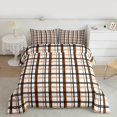 thumbnail image 2 of Homewish Vintage Buffalo Plaid Queen Comforter Set, White Orange Stripes Abstract Bedding Sets, Teens Kids Adult Reversible Bedding Comforter Set, Breathable Home Decor, 3 Pieces, 2 of 8