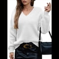 thumbnail image 3 of Suéter de Larga con Cuello en V para Mujer, Suéter Holgado de Punto Grueso de Gran Tamaño. L, 3 of 8