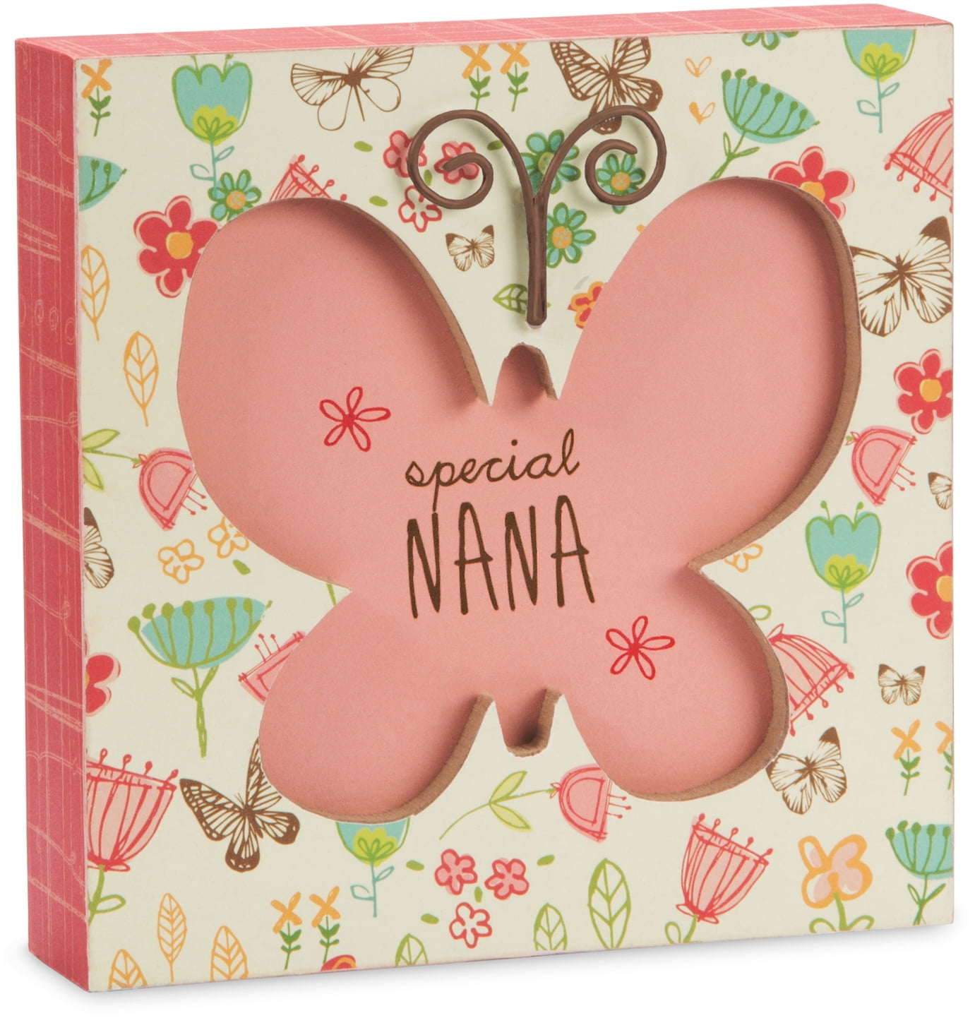 Pavilion - Special Nana Butterfly Floral Mini 4.5x4.5 Inch Wall Decor Plaque