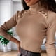 thumbnail image 4 of Mujeres De Punto De Hechos De Tortuga De Tortuga Larga Jersey Suelto Jersey Caqui Hugo Suéter de tortuga de mujeres, 4 of 10