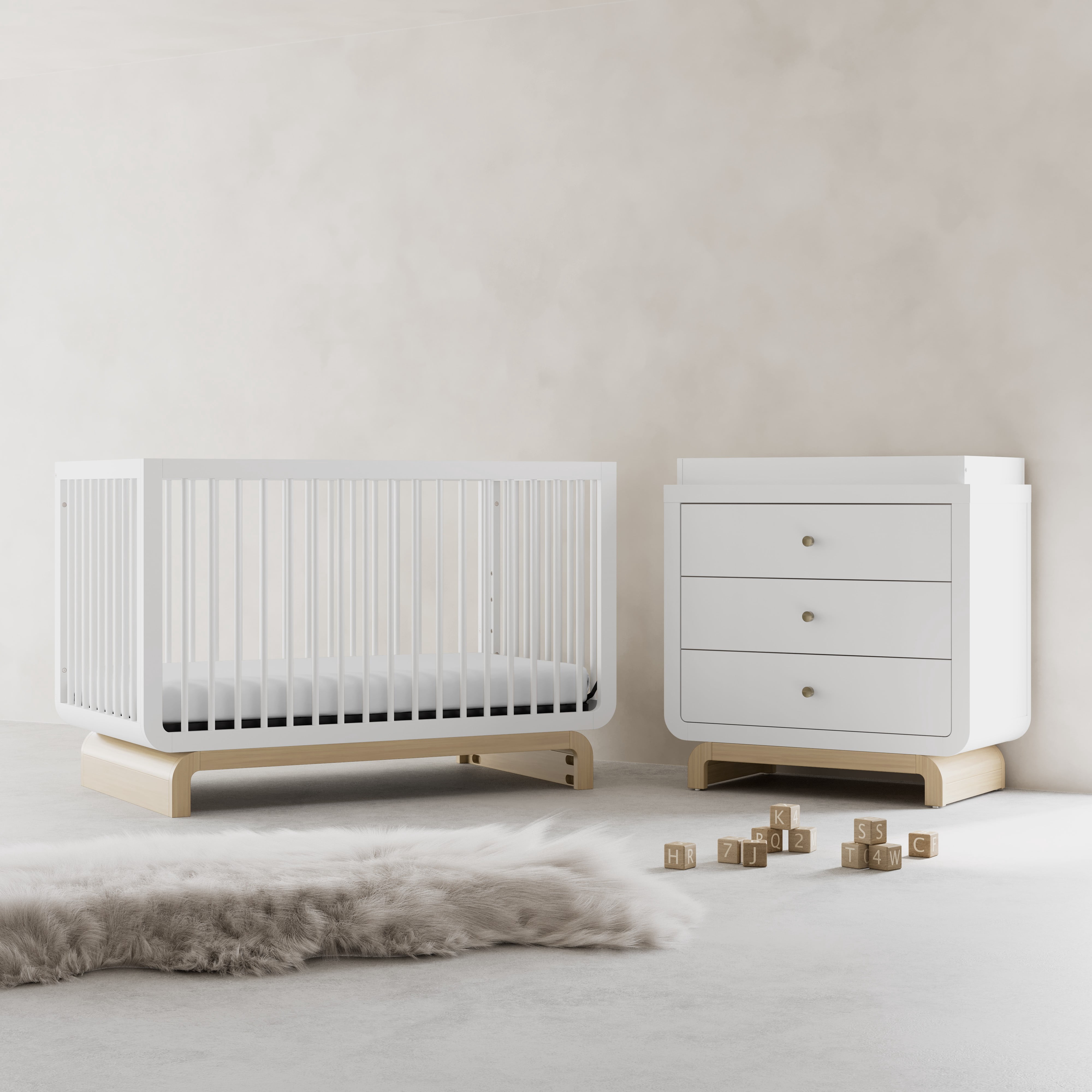 Art of Nursery by Storkcraft Santorini 5-in-1 Convertible Baby Crib, White with Driftwood
