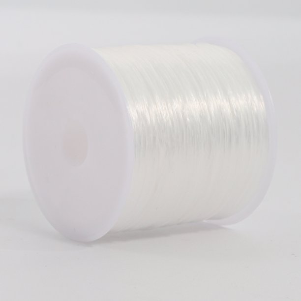 Nvzi Hilo elástico de 0,7 mm para pulseras, cordón elástico de cuentas de cristal para hacer joyas, blanco