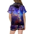 thumbnail image 4 of YOUSNH Tenues pour Filles Ensemble de Pyjamas 2 Pcs pour Enfants Imprimé Graphique Chemise à Manches Courtes Boutonnée Shorts Ensemble de Pyjama Violet_021 4-5 Ans, 4 of 4