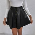 thumbnail image 2 of RUTAYY Women High Waist Button Front Corduroy Flare Printed A-Line Short Mini Skirt Solid Color Casual Travel Skirts, 2 of 8