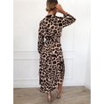 thumbnail image 6 of Women'S Leopard Print Midi Dress V Neck A Line Long Elastic Waist Casual Dresses Pink XXL, 6 of 7