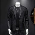 thumbnail image 4 of Levmjia Men's PU Leather Shirt Faux Leather Shirt Jacket Men's Lapel Shirt PU Coated Shirt Long Sleeve Vegan Leather Top Button Down Collar Shirt Sizes M-5XL, 4 of 9