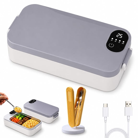 Portable Electric Lunch Box with Self-Heating, Leakproof for Work, Office, Travel