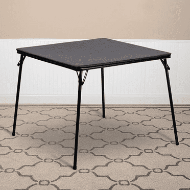 Black Foldable Card Table with Vinyl Table Top - Gaming - Portable