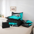 thumbnail image 5 of Feelyou Modern Game Console Twin Bedding Sets 7-Piece, Cyan Artwork Graffiti Bedding Comforter Set, Teens Kids Boys Girls Reversible Sheet Sets, Luxury Bedroom Decor, 5 of 7