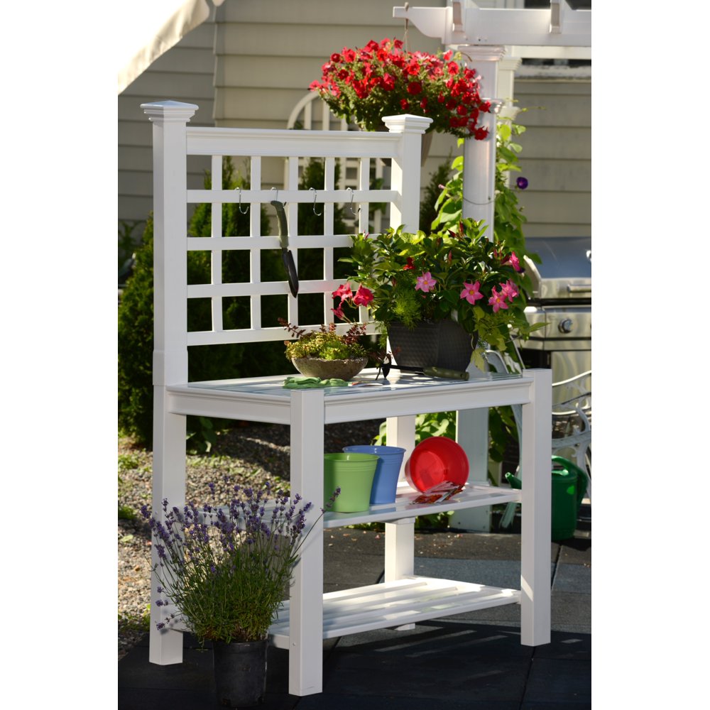 Burbank Vinyl Potting Bench, White