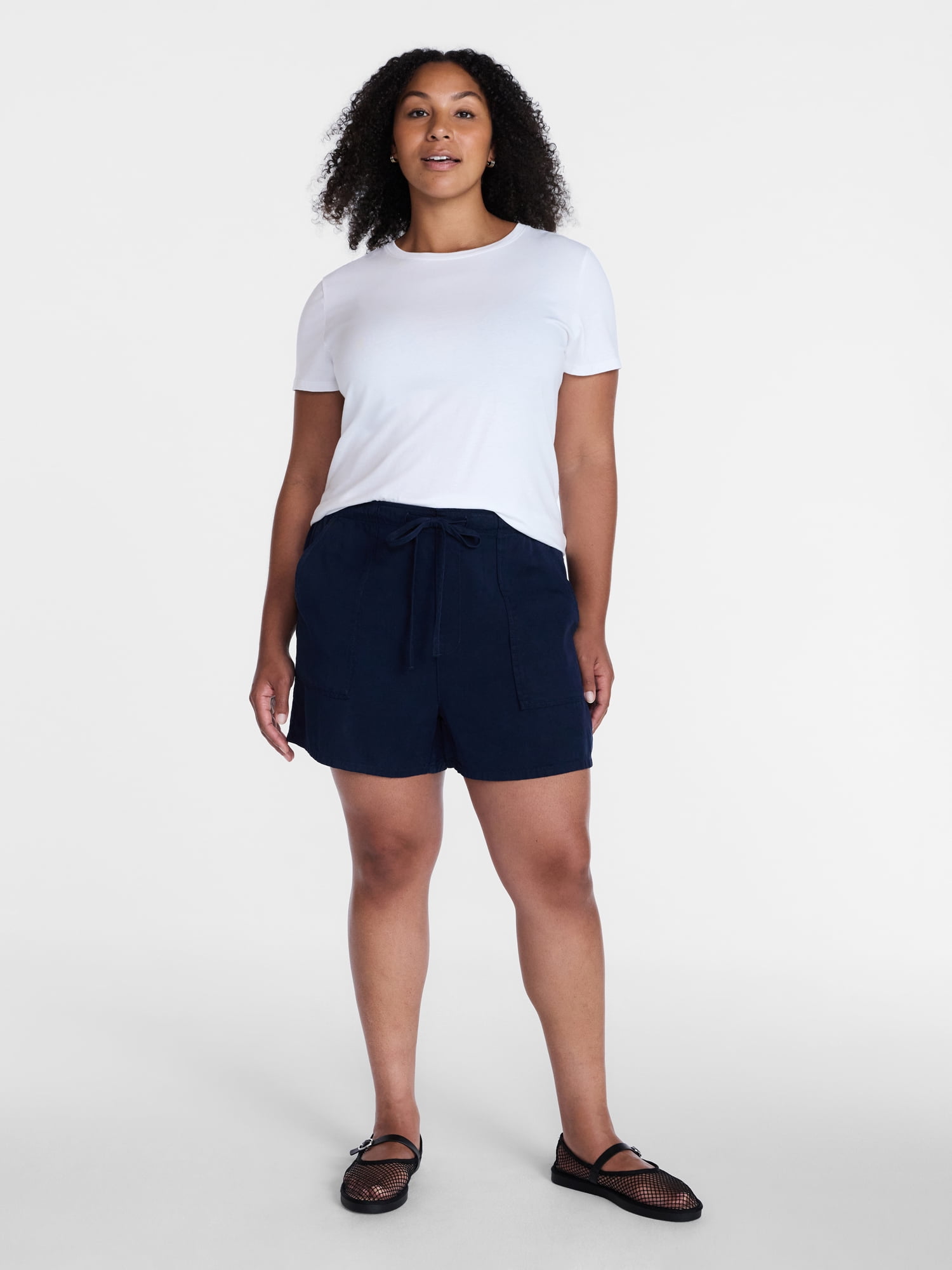 Time and Tru Women’s Soft High Rise Utility Shorts, 4” Inseam, Sizes XS-XXXL