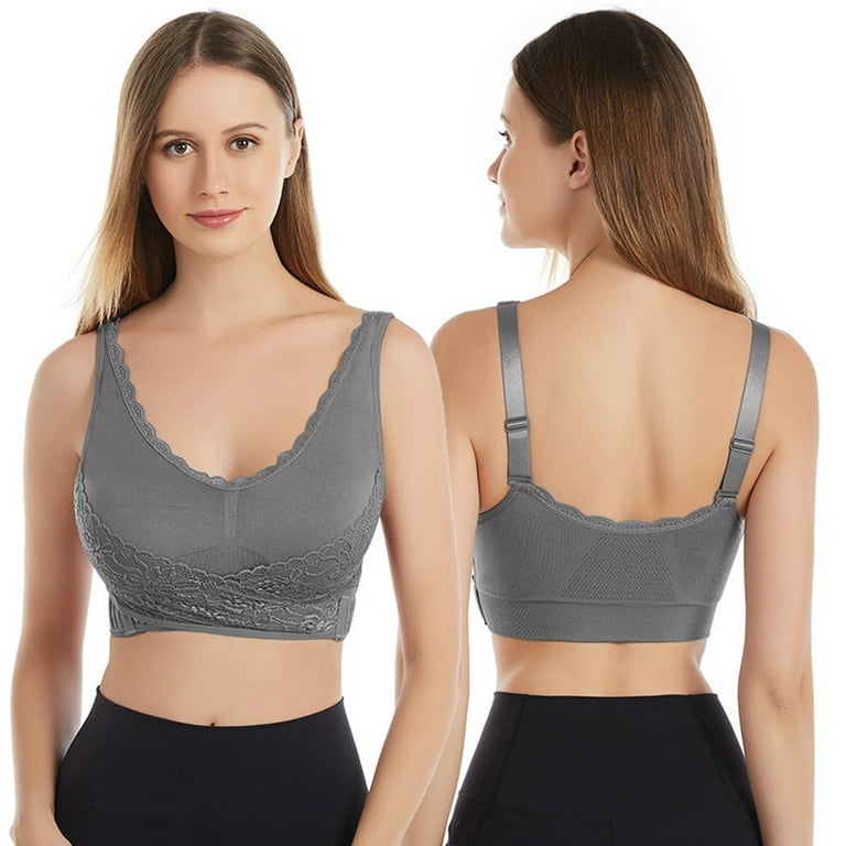 Vedolay Women Lingerie Women's Workout Sports Bras Fitness Padded Backless  Yoga Crop Tank Top Twist Back Cami,Gray 3XL 