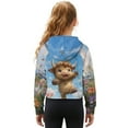 thumbnail image 2 of Xoenoiee Highland Cattle Daisy Flower Print Hoodies for Girls Teens Oversized Half Zip Y2K Pullover Sweater Casual Long Sleeve Sweatshirt with Pocket, 7-8 Years, 2 of 7