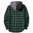 thumbnail image 4 of Mens Buffalo Plaid Hoodie Shirt Casual Button Down Plaid Jacket Shirts Fall Fashion Stylish Long Sleeve Shirts with Pocket Green 2XL, 4 of 4