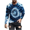 thumbnail image 2 of Zylanna Men's Long Sleeve T-Shirts, Homewear Tie Dye Crew Neck Loose Casual Tops for Men Navy, 2 of 5