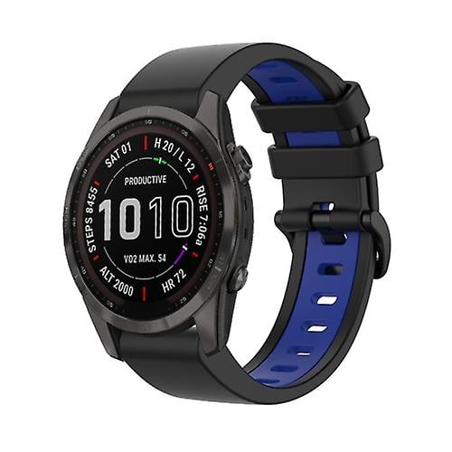 For Garmin Fenix 7s Sapphire Solar 22mm Silicone Sports Two-color Watch Band