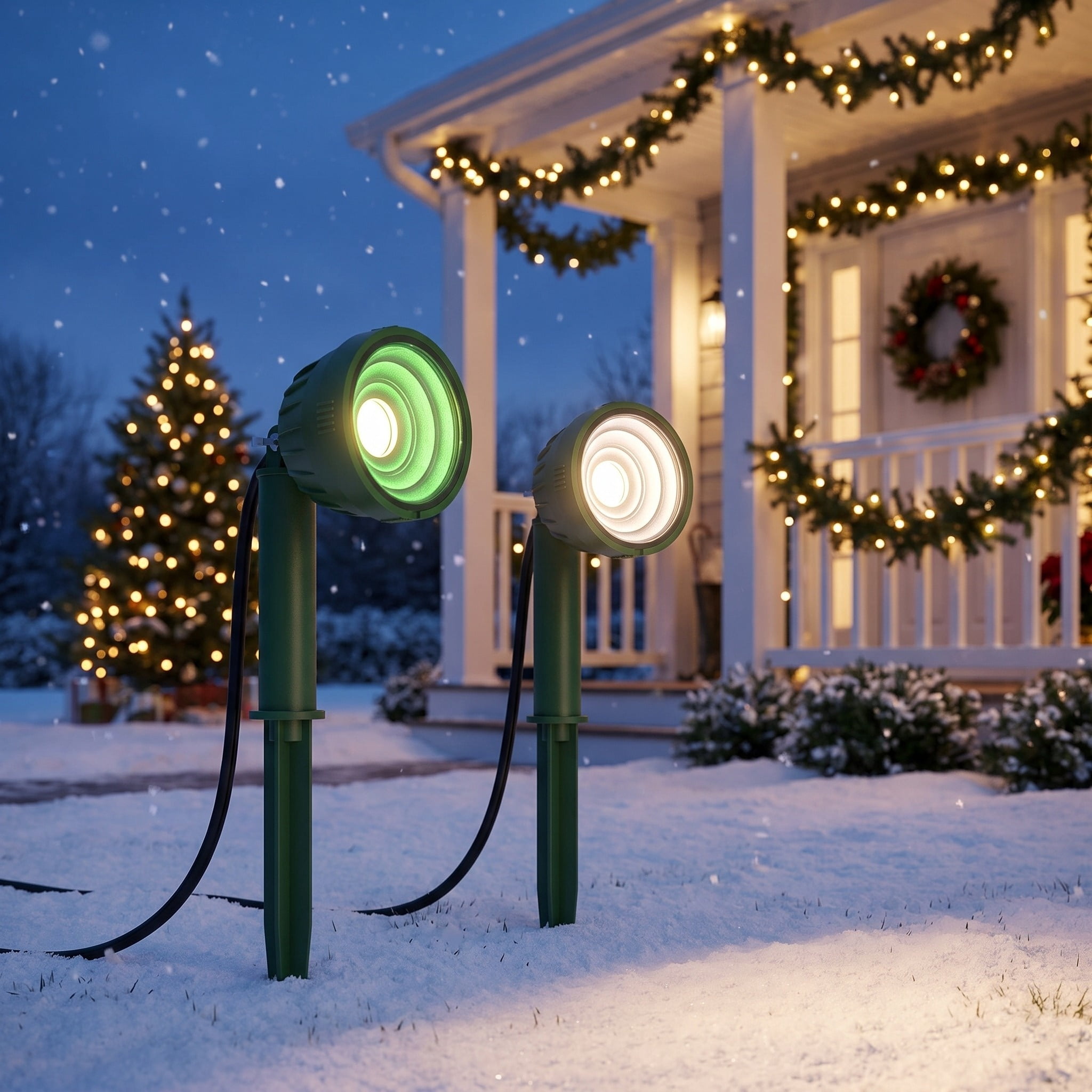Indoor/Outdoor LED Christmas Floodlight with Red and Green Lenses, Green, 4', by Holiday Time