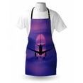 thumbnail image 4 of Airplane Apron, Plane Silhouette in Dreamy Sunset Sky Vacation Holiday Travel Theme, Unisex Kitchen Bib with Adjustable Neck for Cooking Gardening, Adult Size, Royal Blue Pink Black, by Ambesonne, 4 of 4