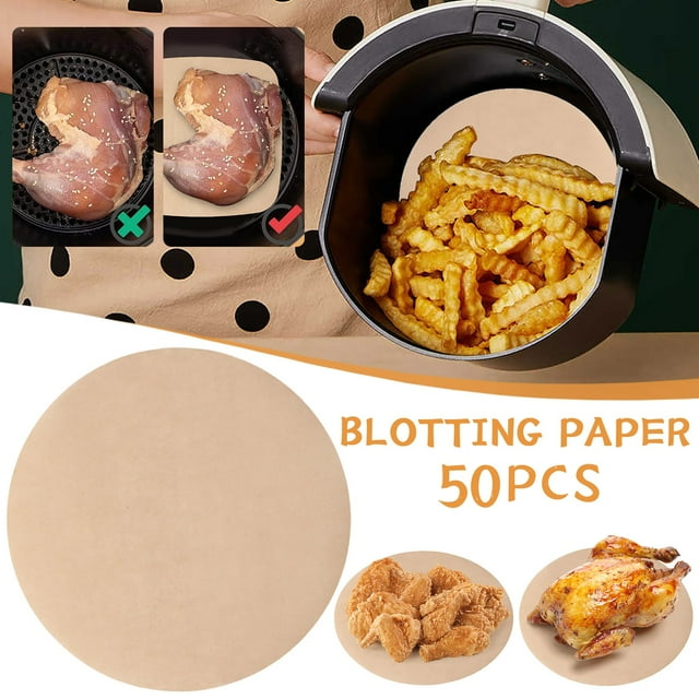 Ynlkorvg Papier Jetable pour Friteuse à Air Chaud Antiadhésif Papier Parchemin pour Friteuse à Air Papier Parchemin Résistant à l'Huile Papier de Cuisson pour Four à Micro-Ondes