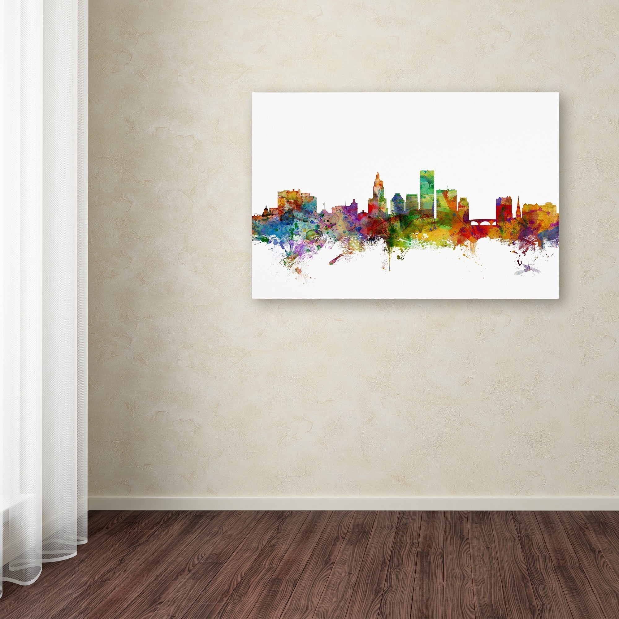 Trademark Fine Art "Providence Rhode Island Skyline" Canvas Art by Michael Tompsett