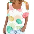 thumbnail image 1 of Birdeem Mode Femme Col Rond Imprimé Manches Courtes T-Shirt Blouse Hauts Chandail en Molleton, 1 of 4