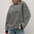 thumbnail image 2 of kamemir Sweatshirts for Women Womens Oversized Striped Color Block Sweatshirts Long Sleeve Crewneck Casual Loose Fitting Pullovers Tops Shirts(Black,M), 2 of 6