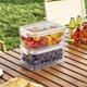 thumbnail image 2 of Contenedor refrigerador aislado de 2 niveles con H le, a prueba de fugas, apilable, organizador de refrigerador para camping, picnic, viajes, caja de almacenamiento de alimentos portátil con bolsa de, 2 of 9