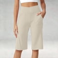 thumbnail image 2 of Yoga Pants for Women Yoga Shorts With Pockets Knee Length High Waisted Summer Gym Athletic Casual Pants, 2 of 6