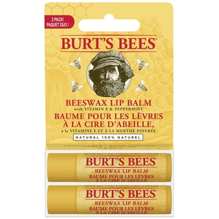 Burt's Bees 100% Naturel Baume Hydratant, cire d'abeille, 2 Tubes en blister Boîte