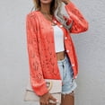 thumbnail image 6 of IROINNID Women's Short Cardigan Jacket Solid Color Long Sleeve Casual Pockets Casual Coat Cardigan, Orange, 6 of 9