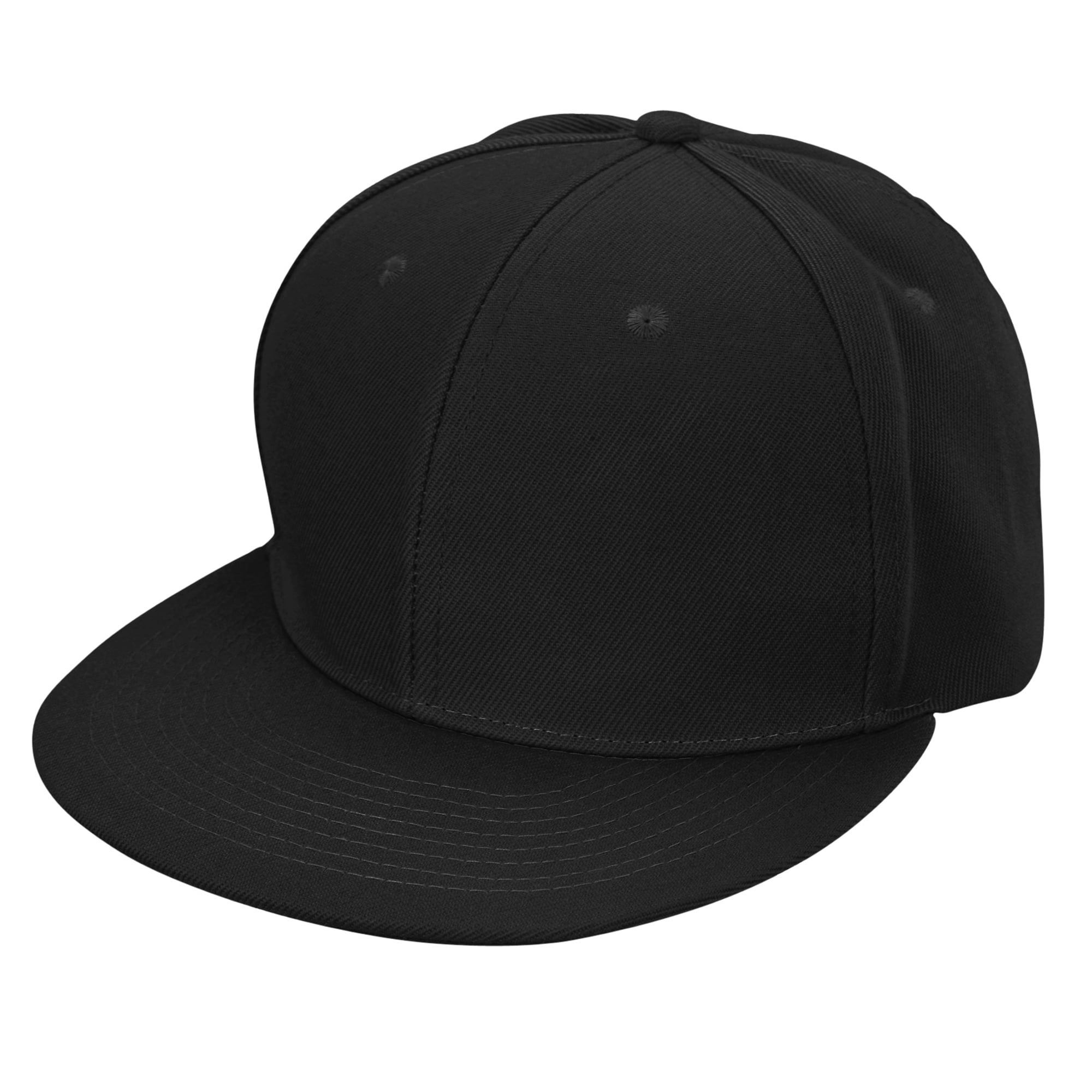 DALIX Flat Billed Baseball Cap Adjustable Hat Size M L XL in Black ...