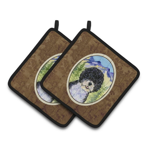 Carolines Treasures SS8303PTHD Portuguese Water Dog Pair of Pot Holders, 7.5HX7.5W, multicolor