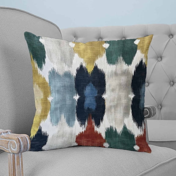 Navy Blue Shabby Decorative Pillowcase 26''x26'', Green Yellow Abstract Art Throw Pillow Covers Soft Cushion Case for Couch Sofa Bedroom Living Room, Pillowcase Boho Decor