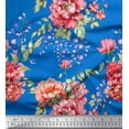 thumbnail image 1 of Soimoi Poly Georgette Fabric Leaves & Peony Floral Print Sewing Fabric Yard 52 Inch Wide, 1 of 5