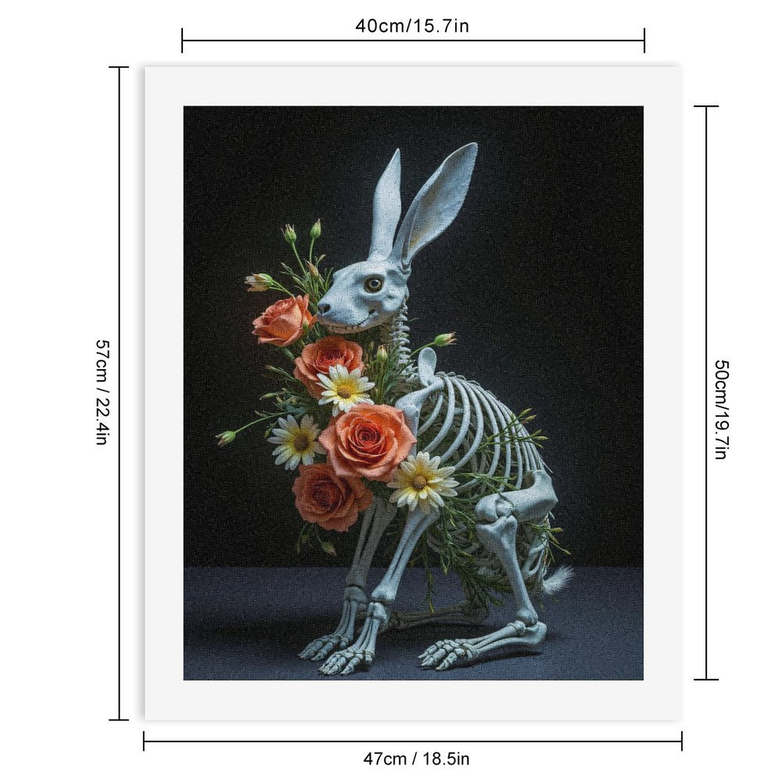 Paint by Numbers Kit for Adults, Rabbit Skeleton Floral Display Paint by Numbers, Easy Paint by Numbers Kit for Adults Beginner, DIY Adult Paint by Number Kits on Canvas, 12x16in Home Decor