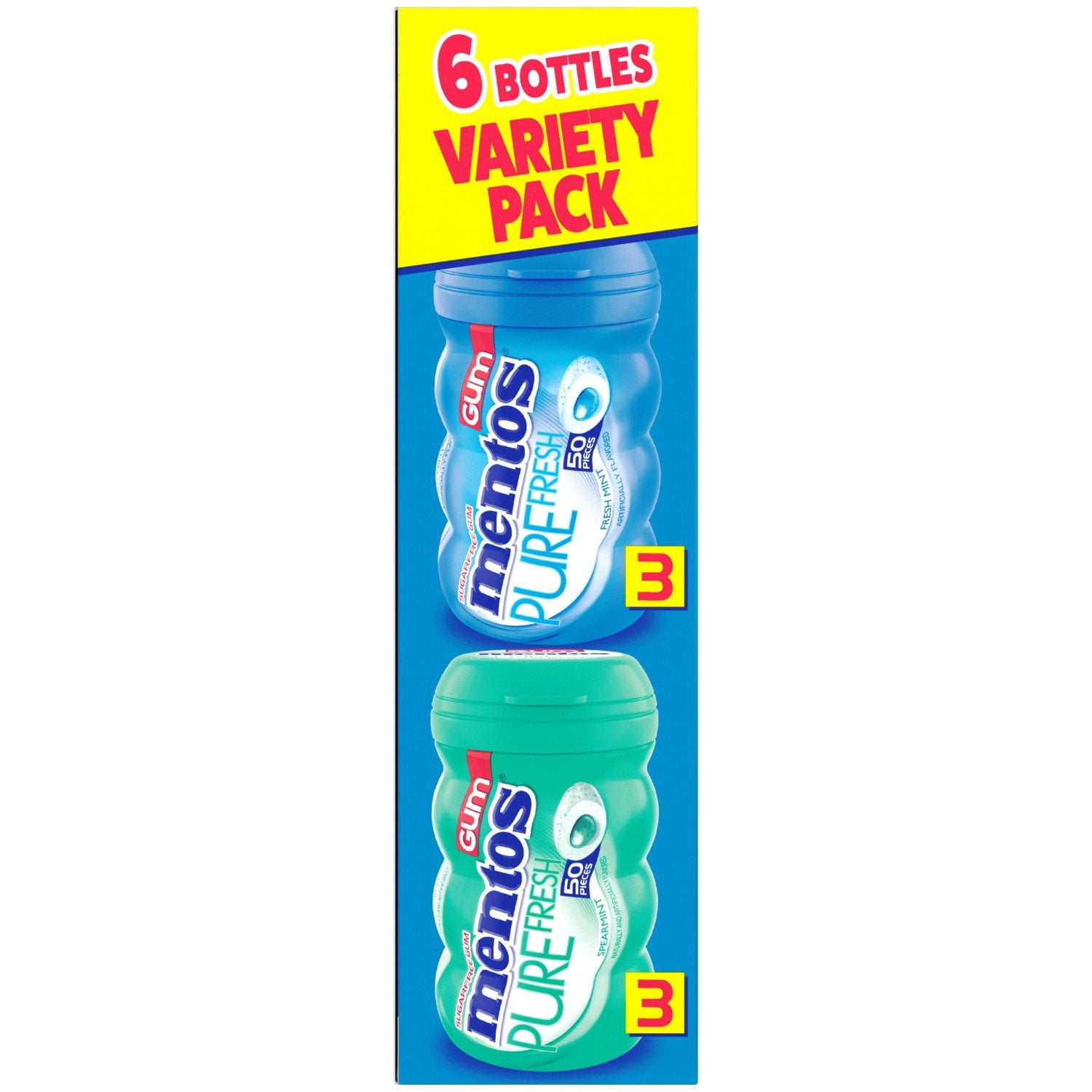 Mentos Pure Fresh Sugar-Free Chewing Gum Variety Pack, 50 Pieces, 6 Pack