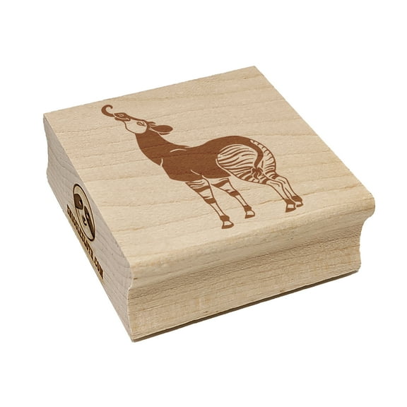 Silly Okapi Sticking Tongue Out Zebra Giraffe Square Rubber Stamp Stamping Scrapbooking Crafting - Small 1.25in