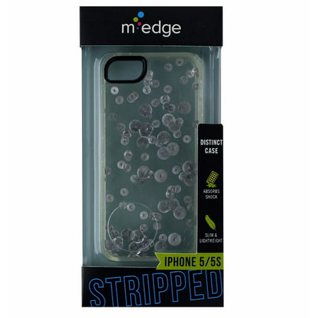 UPC 849108006527 product image for M-Edge Stripped Series Hard Case Cover for iPhone 5/5s/SE - Clear/Silver Sequins | upcitemdb.com