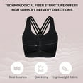 thumbnail image 4 of Yvette Women Strappy Zip Front Sports Bra High Impact Workout Bra for Running Spinning Dancing,Black,3XL+, 4 of 9