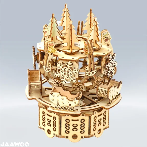3D Wooden Music Box Puzzle Rotating Christmas tree Model Kit