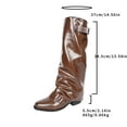 thumbnail image 5 of Knee High Fold over Boots for Women 2025 Fashion Slouchy Buckle Leather Pointed Toe Hidden Heeled Wide Calf Tall Boots, 5 of 7