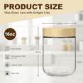 thumbnail image 2 of 2 Pack 16oz Glass Jars with Bamboo Lids, Airtight Overnight Oats Containers, Wide Mouth Mason Jars for Salad, Yogurt, Snacks, Spices, and Dry Food Storage, 2 of 7