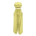 thumbnail image 1 of BYHONG Pantalon Sans Manches à Col en V pour Femmes, Décontracté, Jaune TTG, 1 of 6