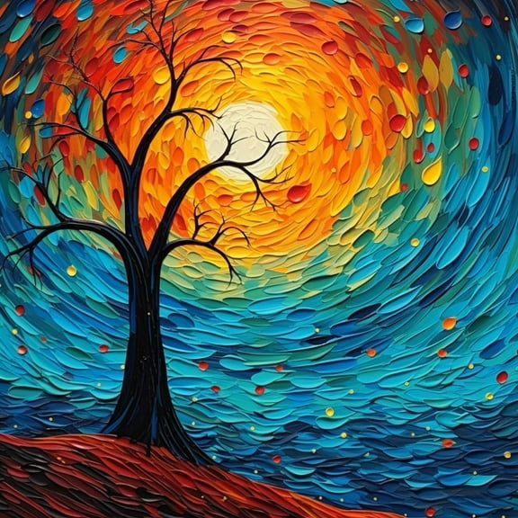 Textured Moon and Tree DIY 5D Diamond Art Painting by Number Kits for Adults Paint with Full Drill Round Diamond Gems Painting Art Craft for Home Wall Decor 13.8x13.8in(2)