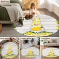 thumbnail image 5 of Round Rug 5Ft Washable Non-Slip, Lemon Gnomes Circle Area Rugs for Living Room Bedroom, Summer Country Yellow Fruit Wooden Plaid Indoor Floor Mats Carpet Runner for Home Decor Aesthetic, 5 of 8