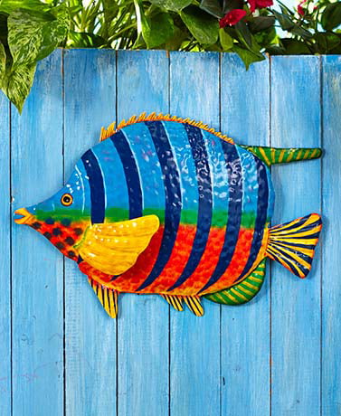 FISH Tropical Metal Wall Art Sculpture Indoor or Outdoor Pool Patio Deck 