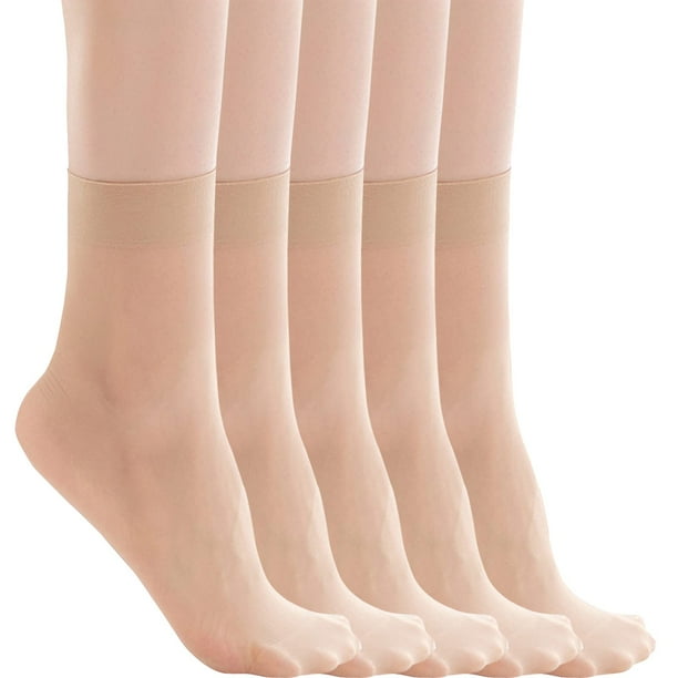 5 pares de calcetines de media caña con diseño sexy y sólido para mujer: diseño invisible y transpirable, material de poliéster elástico.