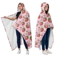 thumbnail image 2 of Wearable Blanket,Pink Cow Strawberry Hug Pattern Hooded Wearable Flannel Blanket for Adults & Teens with Buckle,Winter Poncho Shawl Wrap Cape,60"x80", 2 of 5