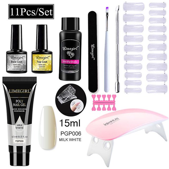 Kit de uñas, herramientas de extensión de Gel para uñas, juego completo de Gel de extensión de cristal con luz ultravioleta para principiantes
